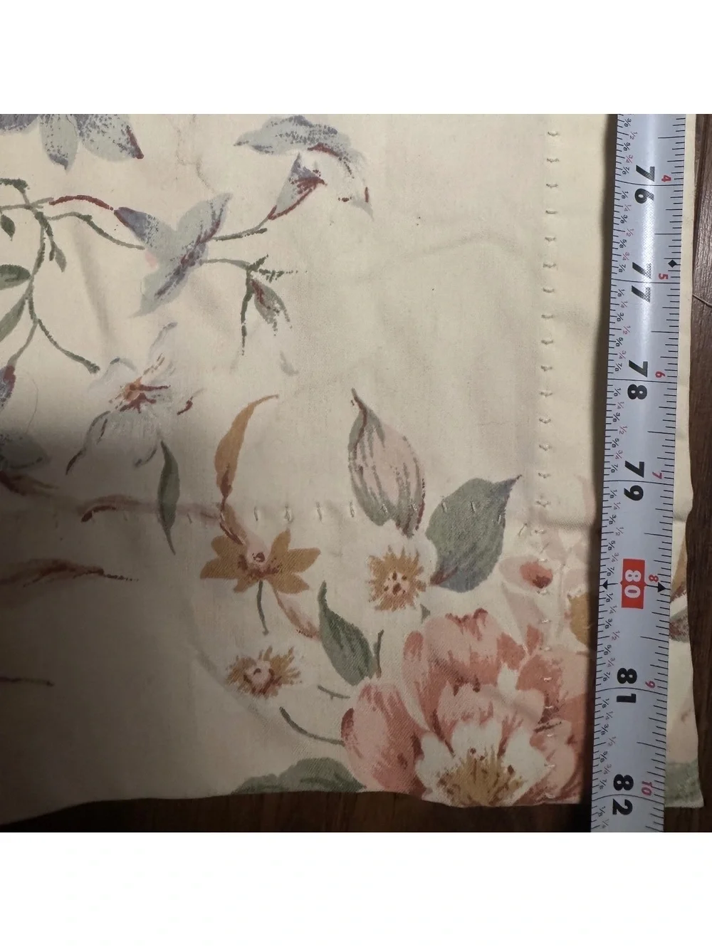 Vintage Burlington House Floral Pinch Pleat Curtain Panel 82 Long Cottage Drapes